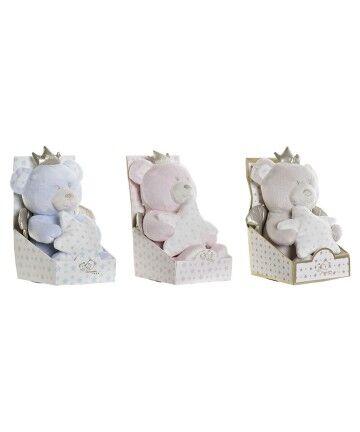 Peluche DKD Home Decor Beige Azzurro Rosa Poliestere Orso (3 pcs) (10 x 10 x 15 cm)