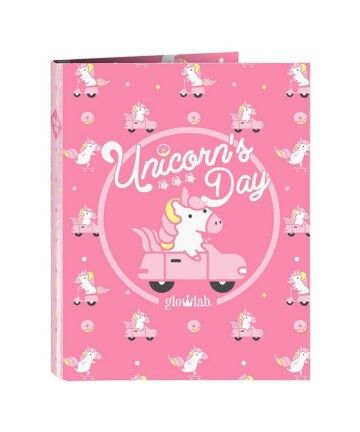 Raccoglitore ad anelli Glow Lab Unicorn Day A4 (26.5 x 33 x 4 cm)