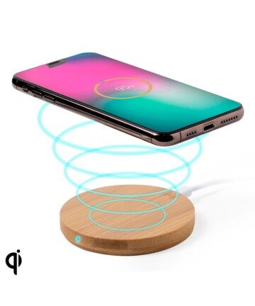 Caricabatterie Senza Fili Smartphone Qi 146522 (0,9 x Ø 9,1 cm) Bambù