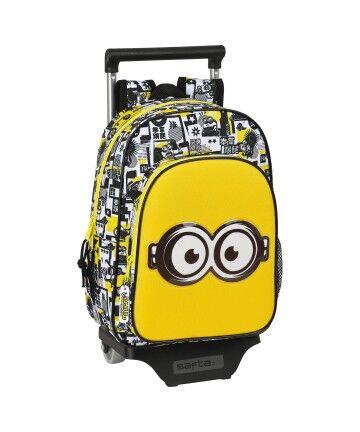 Trolley per la Scuola Minions Nero Bianco Giallo (26 x 11 x 67 cm)