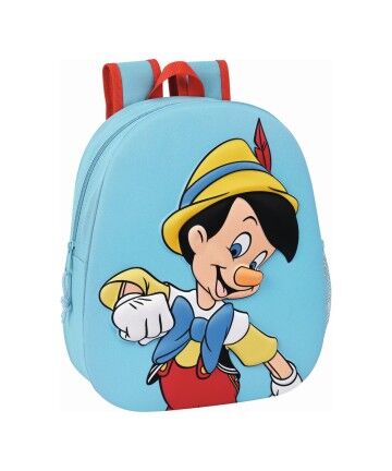 Zaino Scuola 3D Disney Pinocchio Rosso Azzurro Chiaro