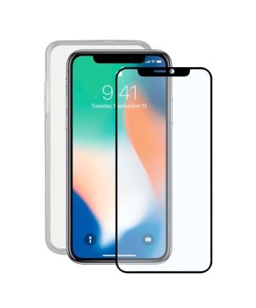 Protettore Schermo Vetro Temprato per Cellulare + Custodia per Cellulare Iphone X Contact TPU