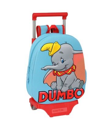 Trolley per la Scuola 3D Disney Dumbo Rosso Azzurro Chiaro (28 x 10 x 67 cm)