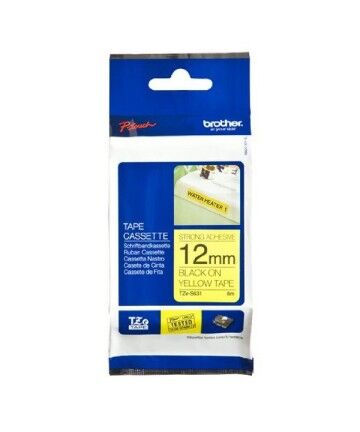 Nastro Adesivo Brother TZES631 12 mm x 8 m Nero Giallo Laminato