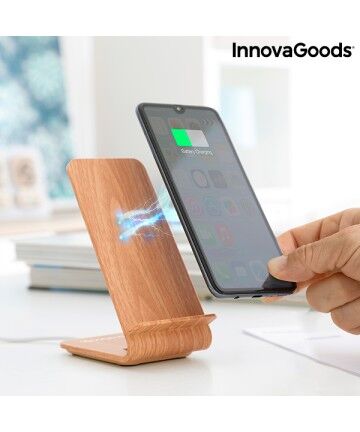 Caricabatterie Senza Fili Effetto Legno con Supporto Qistan InnovaGoods