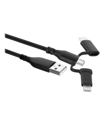 Cavo da USB a USB-C e Lightning Ewent EW1376 (1 m) Nero