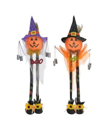 Decorazione per Halloween DKD Home Decor Organza Poliestere Zucca (50 x 92 cm) (2 pcs)