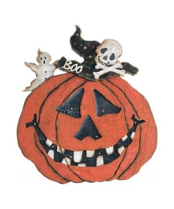 Decorazione per Halloween DKD Home Decor Legno Zucca (46 x 51 cm)