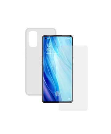 Protettore Schermo Vetro Temprato per Cellulare + Custodia per Cellulare Oppo Reno 4 Pro Contact Trasparente