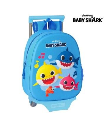 Trolley per la Scuola 3D 705 Baby Shark Azzurro Chiaro