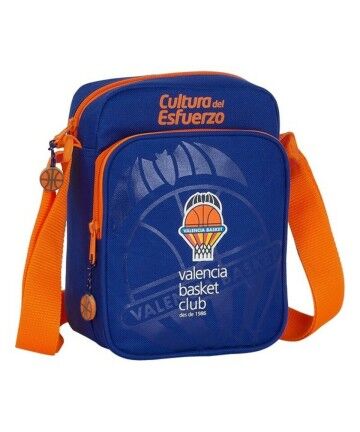 Borsa a Tracolla Valencia Basket Azzurro Arancio (16 x 22 x 6 cm)