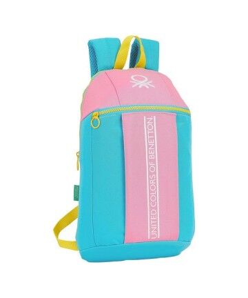 Zaino per Bambini Benetton Color Block Giallo Rosa Turchese