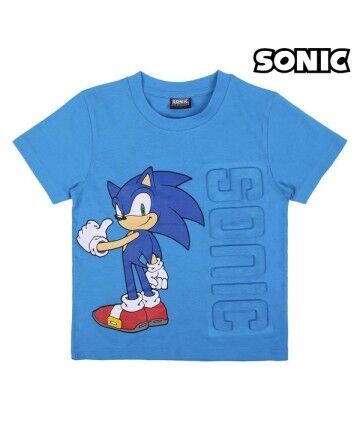 Maglia a Maniche Corte per Bambini Sonic Azzurro