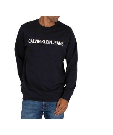 Felpa senza Cappuccio Uomo Calvin Klein CORE LOGO INTITUTIONAL J30 Marino