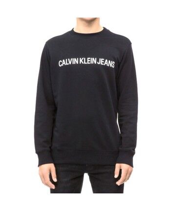 Felpa senza Cappuccio Uomo Calvin Klein CORE LOGO INTITUTIONAL J30J30775 Nero Uomo