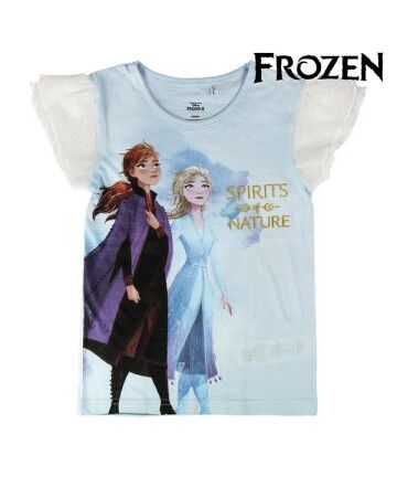 Maglia a Maniche Corte per Bambini Frozen Azzurro Chiaro Bianco