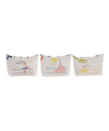 Necessaire DKD Home Decor Bianco Poliestere Tela (3 pcs) (30 x 8 x 21 cm)