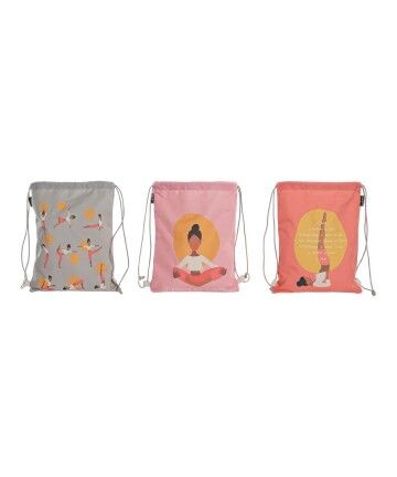 Zainetto con Cordini DKD Home Decor Yoga Cotone Tela (3 pcs) (28 x 1 x 36 cm)