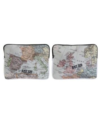 Custodia per iPad DKD Home Decor Just Go Poliestere Tela Mappamondo (2 pcs)