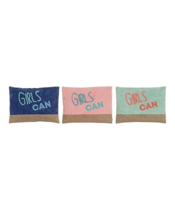 Necessaire DKD Home Decor Girls Can Poliestere Cotone (3 pcs) (28 x 1.5 x 20 cm)