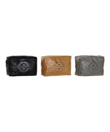 Necessaire DKD Home Decor Nero Grigio Carta Vintage Cammello (3 pcs) (20 x 8 x 14 cm)