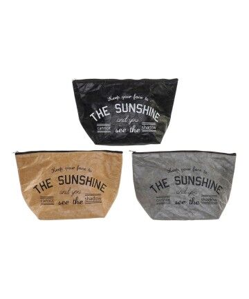 Necessaire DKD Home Decor The Sunshine Marrone Nero Grigio Carta Vintage (3 pcs) (30 x 12 x 19 cm)