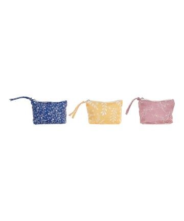 Necessaire DKD Home Decor Giallo Rosa Cotone Blu Marino Boho (3 pcs) (17 x 6 x 13 cm)