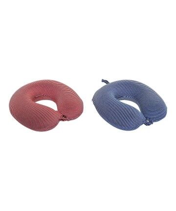 Cuscino Cervicale DKD Home Decor Da viaggio Rosso Poliestere Spumă Blu Marino (2 pcs) (30 x 30 x 9 cm)