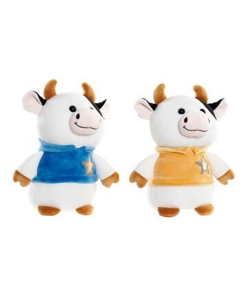 Peluche DKD Home Decor Giallo Azzurro Bianco Poliestere Mucca (2 pcs) (20 x 15 x 25 cm)