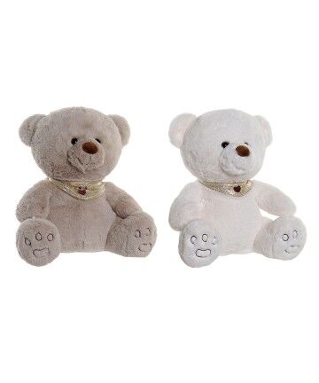 Peluche DKD Home Decor Bianco Beige Poliestere Orso (2 pcs) (32 x 30 x 32 cm)