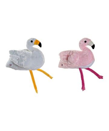 Peluche DKD Home Decor Bianco Rosa Poliestere Fenicottero (2 pcs) (34 x 25 x 27 cm)