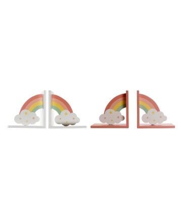 Fermalibri DKD Home Decor ‎LI-178605 Legno MDF Arcobaleno (2 pcs) (14 x 14 x 10 cm)