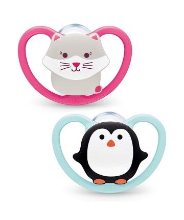 Set di Succhietti in Silicone Nuk Space Pinguino Gatto (Ricondizionati A+)