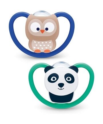 Set di Succhietti in Silicone Nuk Space Gufo Panda (Ricondizionati A+)