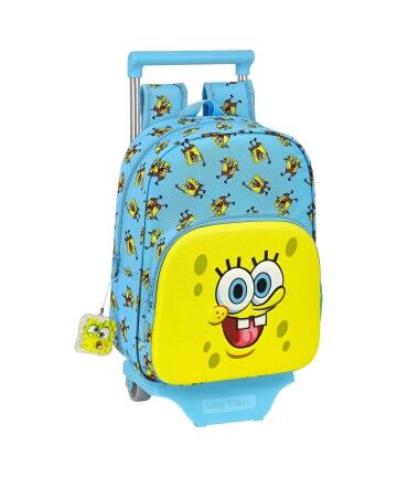 Trolley per la Scuola Spongebob Positive Vibes Giallo Azzurro Chiaro (26 x 11 x 67 cm)