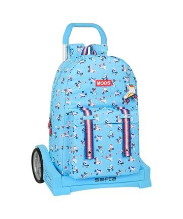 Trolley per la Scuola Rollers Moos Multicolore Azzurro Chiaro