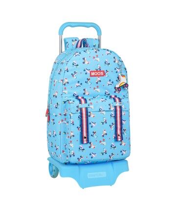 Trolley per la Scuola Rollers Moos Multicolore Azzurro Chiaro