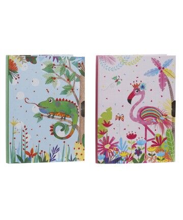 Diario con Accessori DKD Home Decor ‎ Azzurro Rosa (13.5 x 1 x 18 cm) (27.5 x 4 x 18 cm)