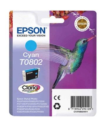 Cartuccia ad Inchiostro Originale Epson T0802 Ciano