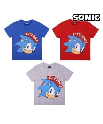 Maglia a Maniche Corte per Bambini Sonic Azzurro