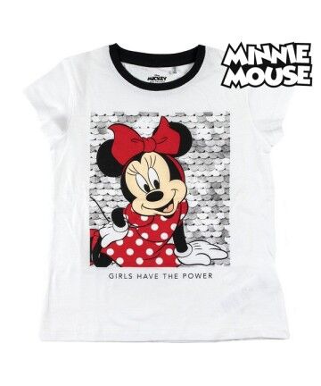 Maglia a Maniche Corte per Bambini Minnie Mouse Bianco