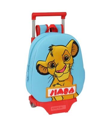 Trolley per la Scuola 3D The Lion King Simba Rosso Azzurro Chiaro (28 x 10 x 67 cm)