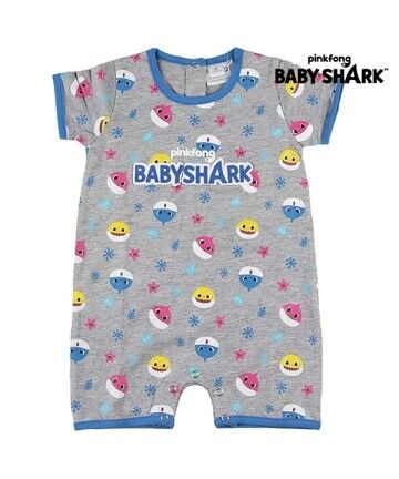 Tutina a Maniche Corte per Bambini Baby Shark Grigio