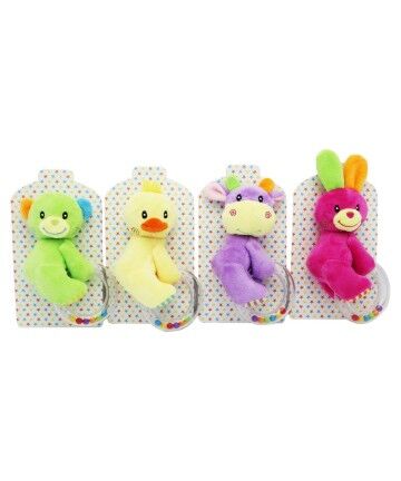 Peluche con Sonagli DKD Home Decor Poliestere Verde Giallo animali (4 pcs) (10 x 10 x 12 cm)