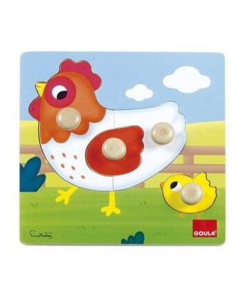 Puzzle per Bambini Goula Hen Diset Gallina Legno (4 pcs)