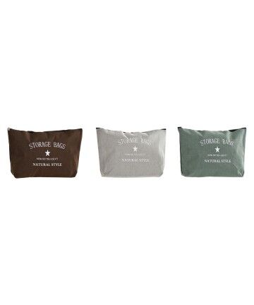 Necessaire DKD Home Decor Tela Verde Grigio chiaro Marrone scuro Loft (32 x 7 x 22 cm) (3 pcs)