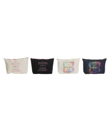 Necessaire DKD Home Decor Tela Nero Poliestere Bianco Multicolore Moderno (33 x 8 x 21 cm) (4 pcs)