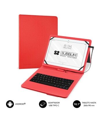 Custodia per Tablet e Tastiera Subblim KEYTAB PRO 10.1" Rosso