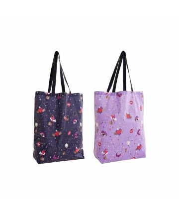 Shopping Bag DKD Home Decor Rosa Lilla Poliestere Nylon (43 x 15 x 66 cm) (2 pcs)