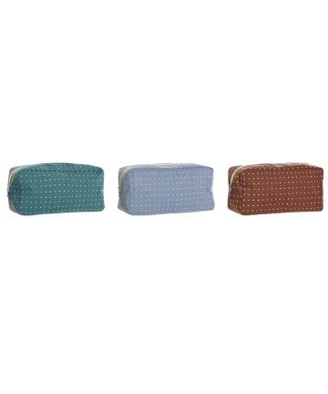 Necessaire DKD Home Decor Azzurro Marrone Turchese Poliestere Cotone (3 pcs) (30 x 10 x 15 cm)